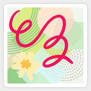 Modern Geometric Pattern Spring Floral Serene Retro Style. Magnet